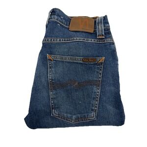 Nudie Jeans Grim Tim Grey‎ Worn Indigo Button Fly Jeans Mens Size 31x34 (30x33)